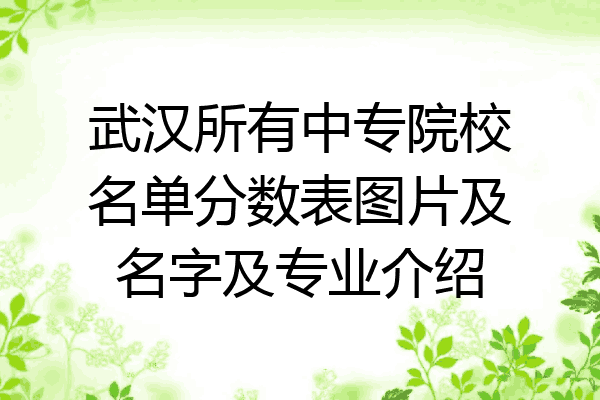 武汉所有中专院校名单分数表图片及名字及专业介绍