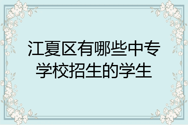江夏区有哪些中专学校招生的学生
