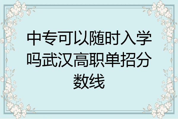 中专可以随时入学吗武汉高职单招分数线