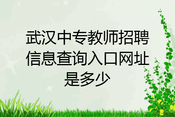 武汉中专教师招聘信息查询入口网址是多少