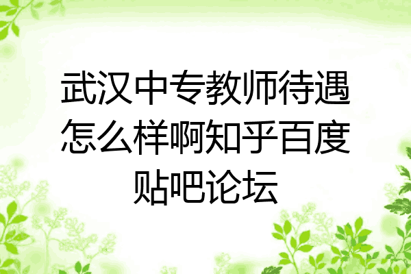 武汉中专教师待遇怎么样啊知乎百度贴吧论坛