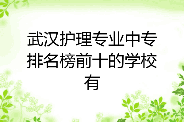 武汉护理专业中专排名榜前十的学校有
