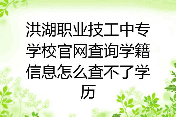 洪湖职业技工中专学校官网查询学籍信息怎么查不了学历