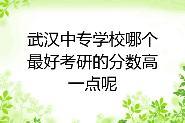武汉中专学校哪个最好考研的分数高一点呢