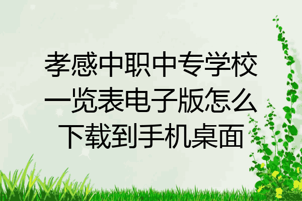 孝感中职中专学校一览表电子版怎么下载到手机桌面