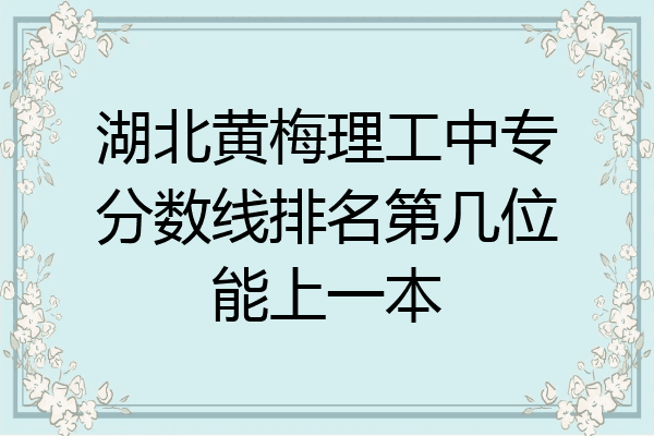湖北黄梅理工中专分数线排名第几位能上一本