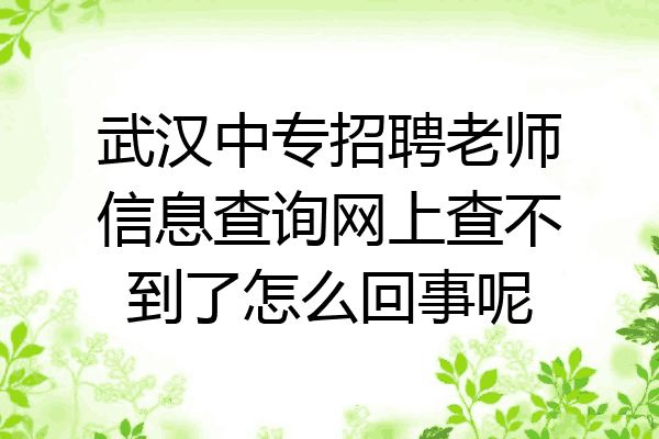 武汉中专招聘老师信息查询网上查不到了怎么回事呢
