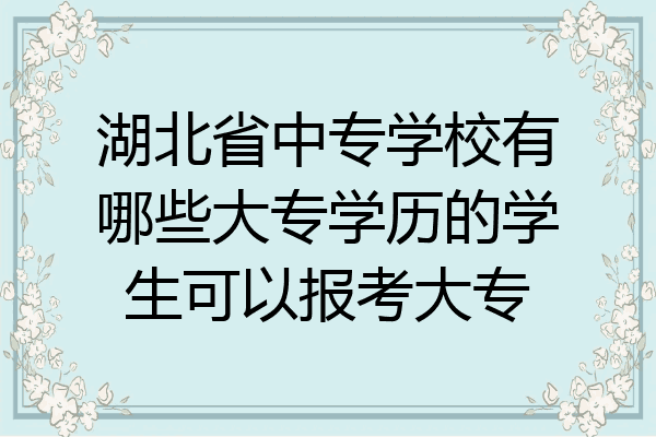 湖北省中专学校有哪些大专学历的学生可以报考大专