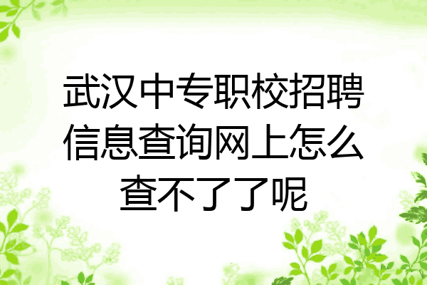 武汉中专职校招聘信息查询网上怎么查不了了呢