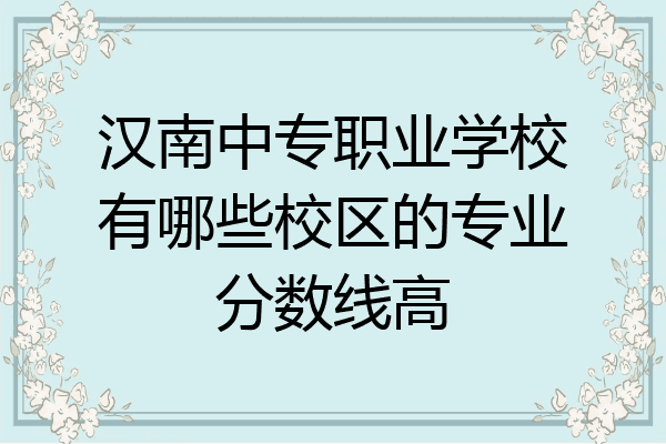 汉南中专职业学校有哪些校区的专业分数线高