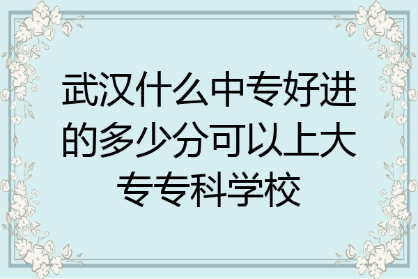 武汉什么中专好进的多少分可以上大专专科学校