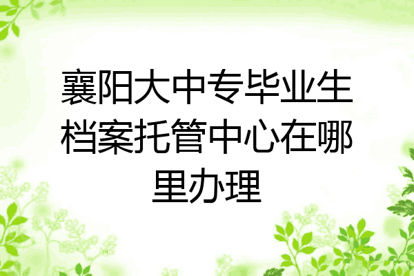 襄阳大中专毕业生档案托管中心在哪里办理
