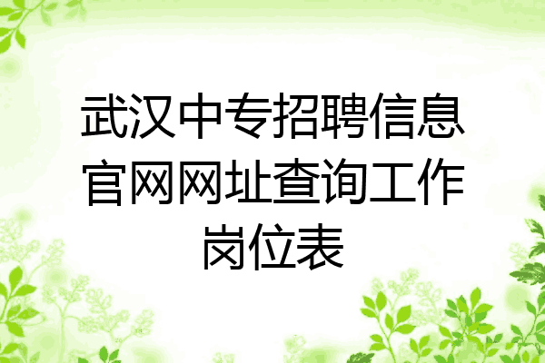 武汉中专招聘信息官网网址查询工作岗位表