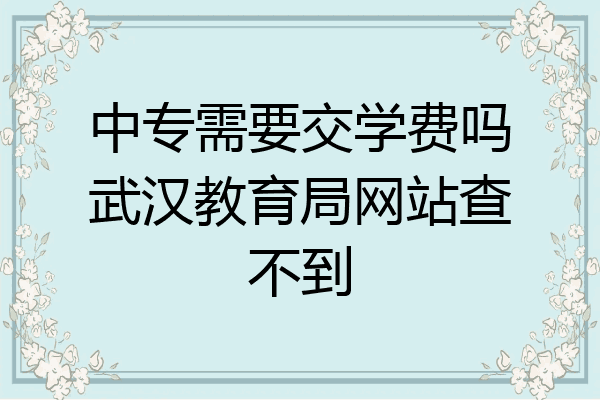 中专需要交学费吗武汉教育局网站查不到