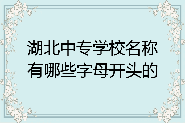 湖北中专学校名称有哪些字母开头的