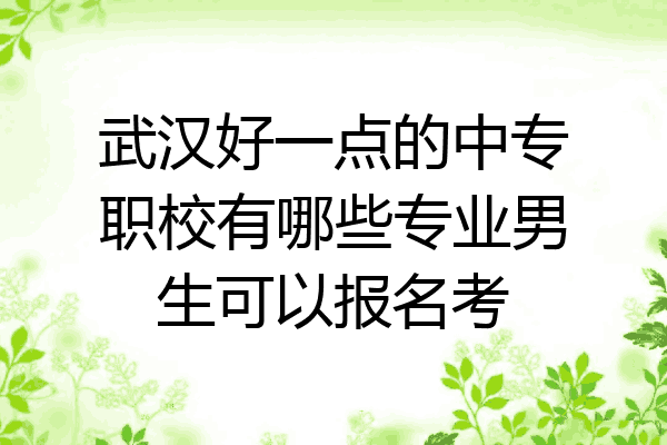 武汉好一点的中专职校有哪些专业男生可以报名考