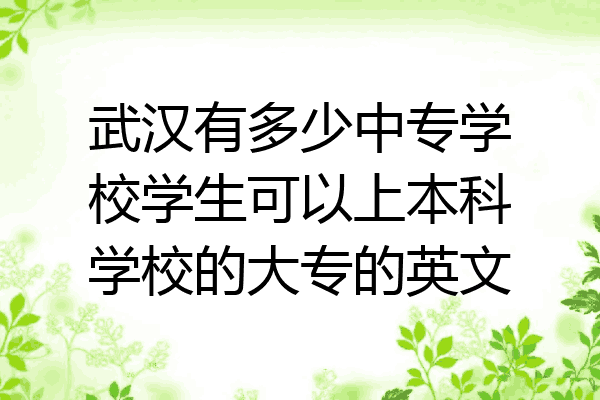 武汉有多少中专学校学生可以上本科学校的大专的英文
