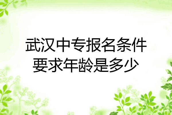 武汉中专报名条件要求年龄是多少