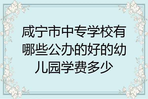 咸宁市中专学校有哪些公办的好的幼儿园学费多少