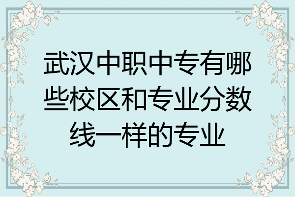武汉中职中专有哪些校区和专业分数线一样的专业