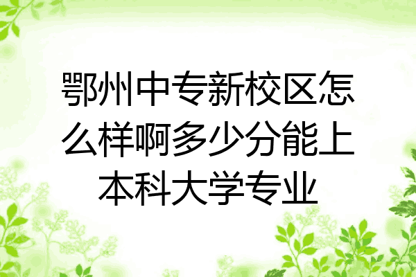 鄂州中专新校区怎么样啊多少分能上本科大学专业