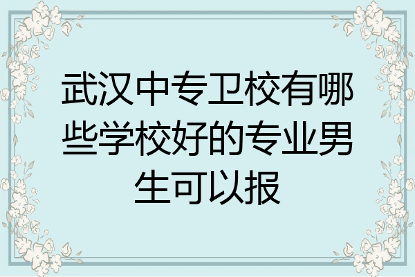 武汉中专卫校有哪些学校好的专业男生可以报