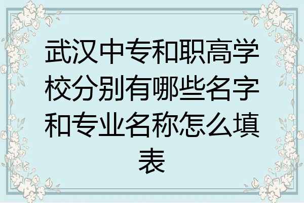 武汉中专和职高学校分别有哪些名字和专业名称怎么填表