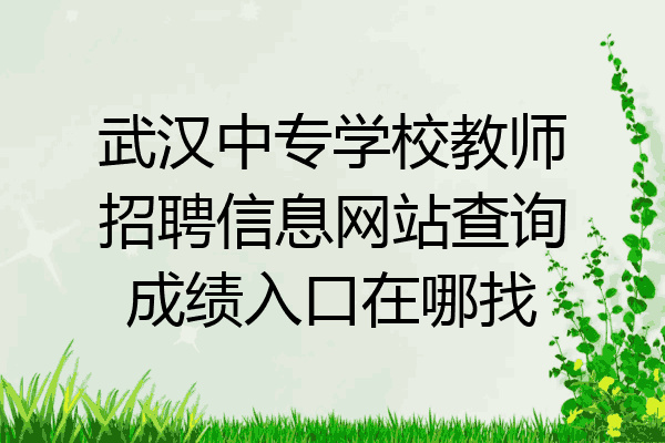 武汉中专学校教师招聘信息网站查询成绩入口在哪找