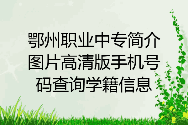 鄂州职业中专简介图片高清版手机号码查询学籍信息