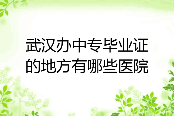 武汉办中专毕业证的地方有哪些医院