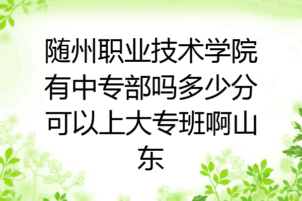 随州职业技术学院有中专部吗多少分可以上大专班啊山东