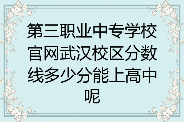 第三职业中专学校官网武汉校区分数线多少分能上高中呢