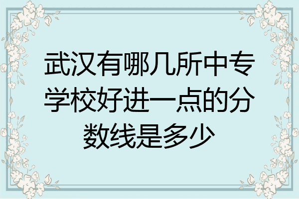 武汉有哪几所中专学校好进一点的分数线是多少