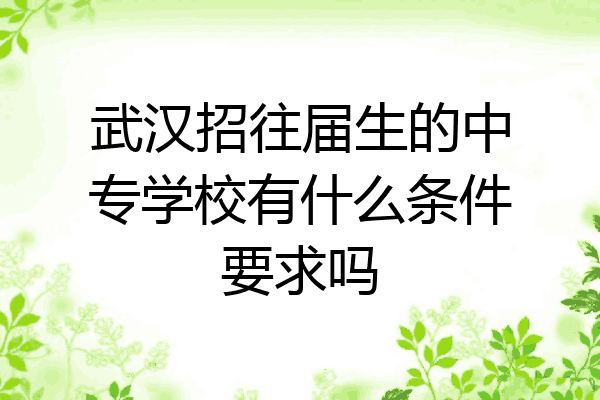 武汉招往届生的中专学校有什么条件要求吗