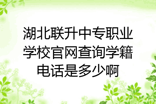 湖北联升中专职业学校官网查询学籍电话是多少啊