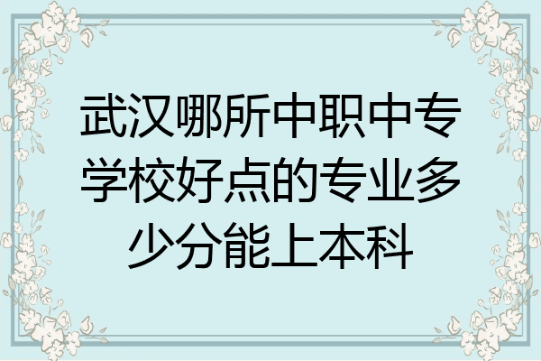 武汉哪所中职中专学校好点的专业多少分能上本科