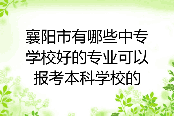 襄阳市有哪些中专学校好的专业可以报考本科学校的