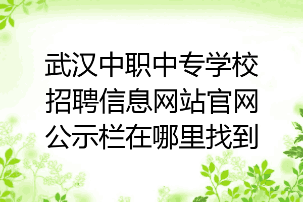 武汉中职中专学校招聘信息网站官网公示栏在哪里找到