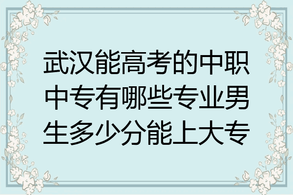 武汉能高考的中职中专有哪些专业男生多少分能上大专
