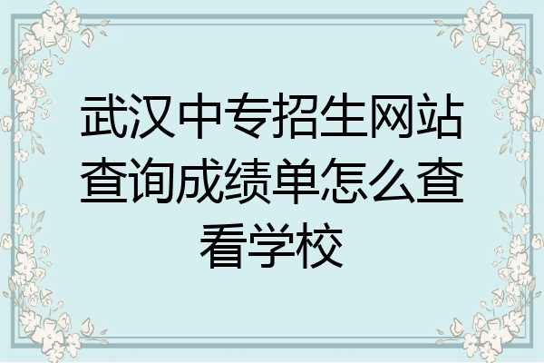 武汉中专招生网站查询成绩单怎么查看学校
