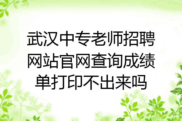 武汉中专老师招聘网站官网查询成绩单打印不出来吗