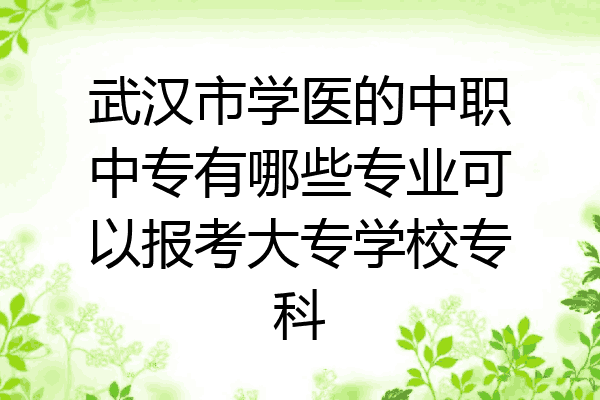武汉市学医的中职中专有哪些专业可以报考大专学校专科