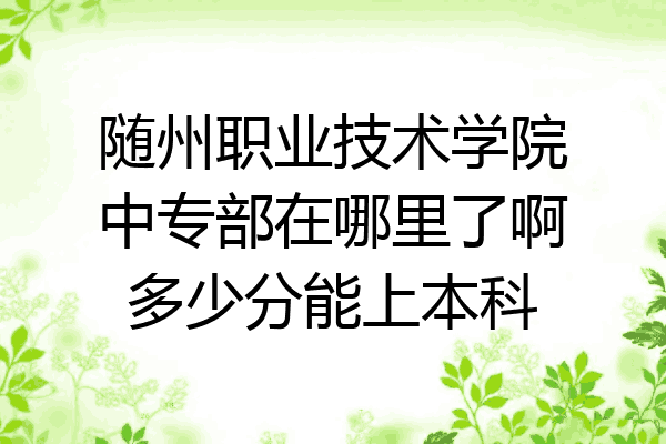 随州职业技术学院中专部在哪里了啊多少分能上本科