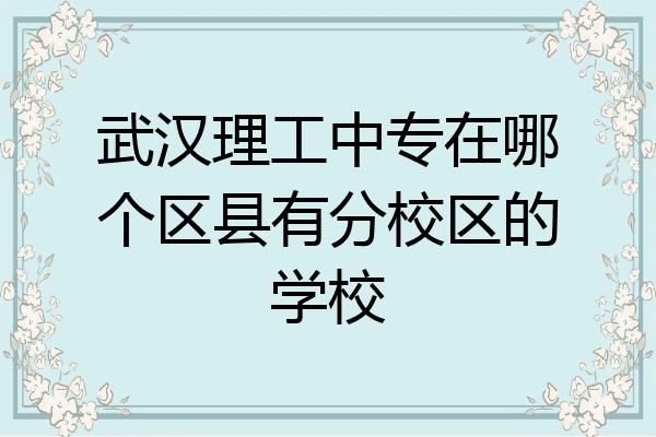 武汉理工中专在哪个区县有分校区的学校