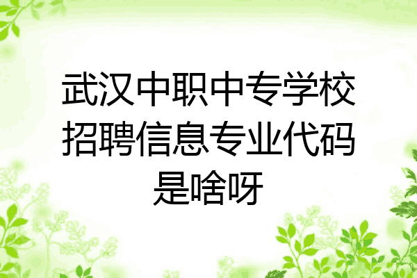 武汉中职中专学校招聘信息专业代码是啥呀
