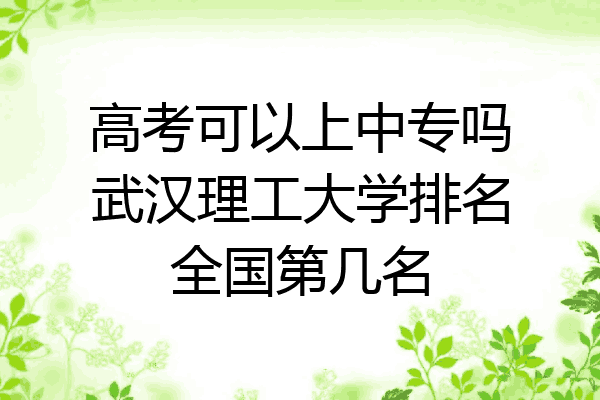 高考可以上中专吗武汉理工大学排名全国第几名