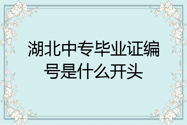 湖北中专毕业证编号是什么开头