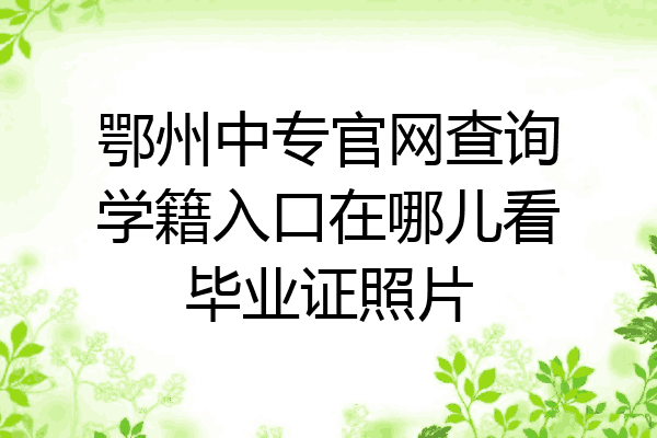 鄂州中专官网查询学籍入口在哪儿看毕业证照片