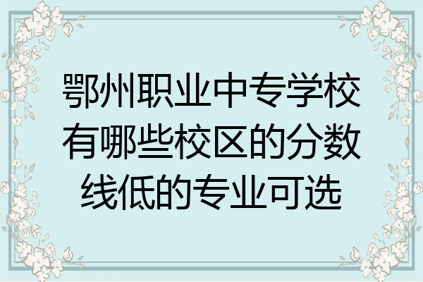 鄂州职业中专学校有哪些校区的分数线低的专业可选