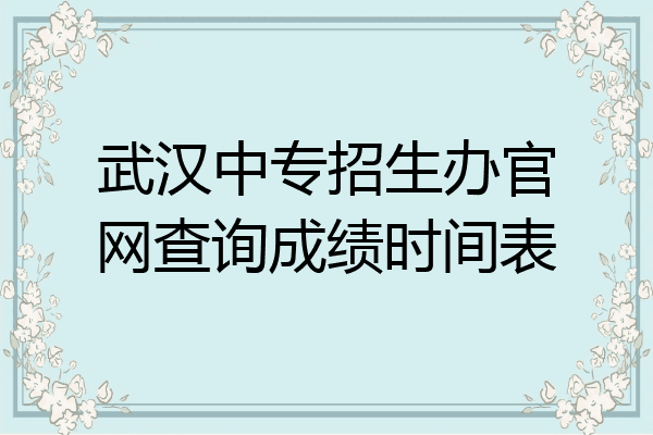 武汉中专招生办官网查询成绩时间表